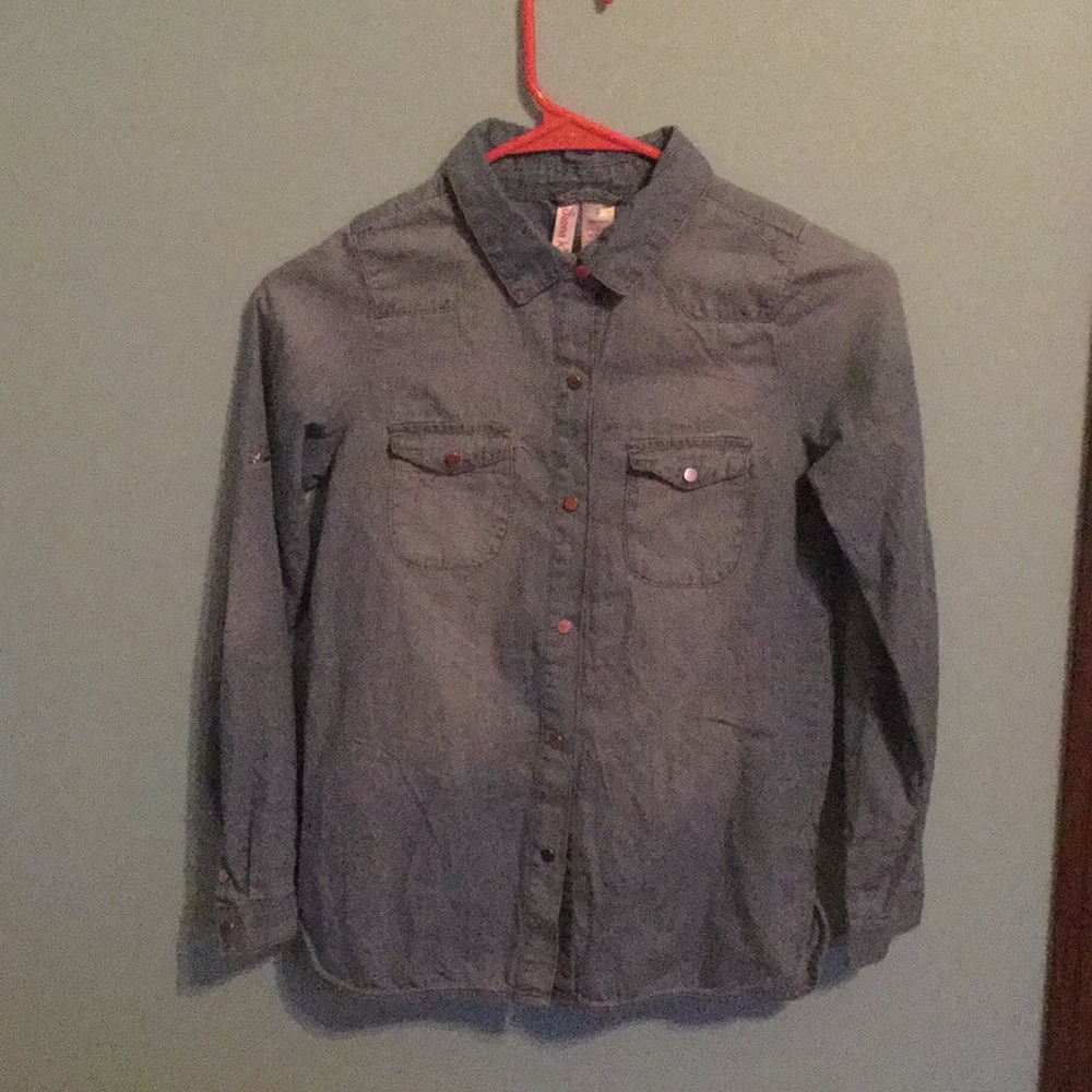 Denim shirt from TJ Maxx with bronze buttons